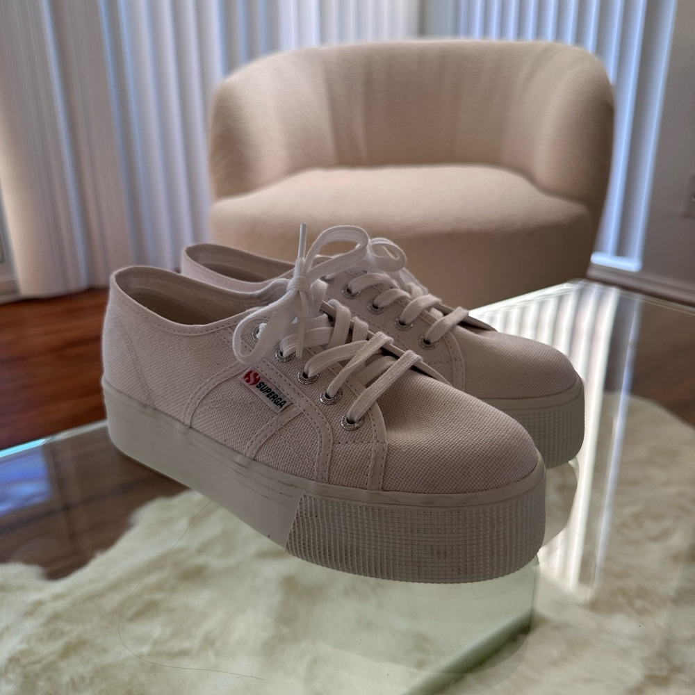 Superga platform white sneakers